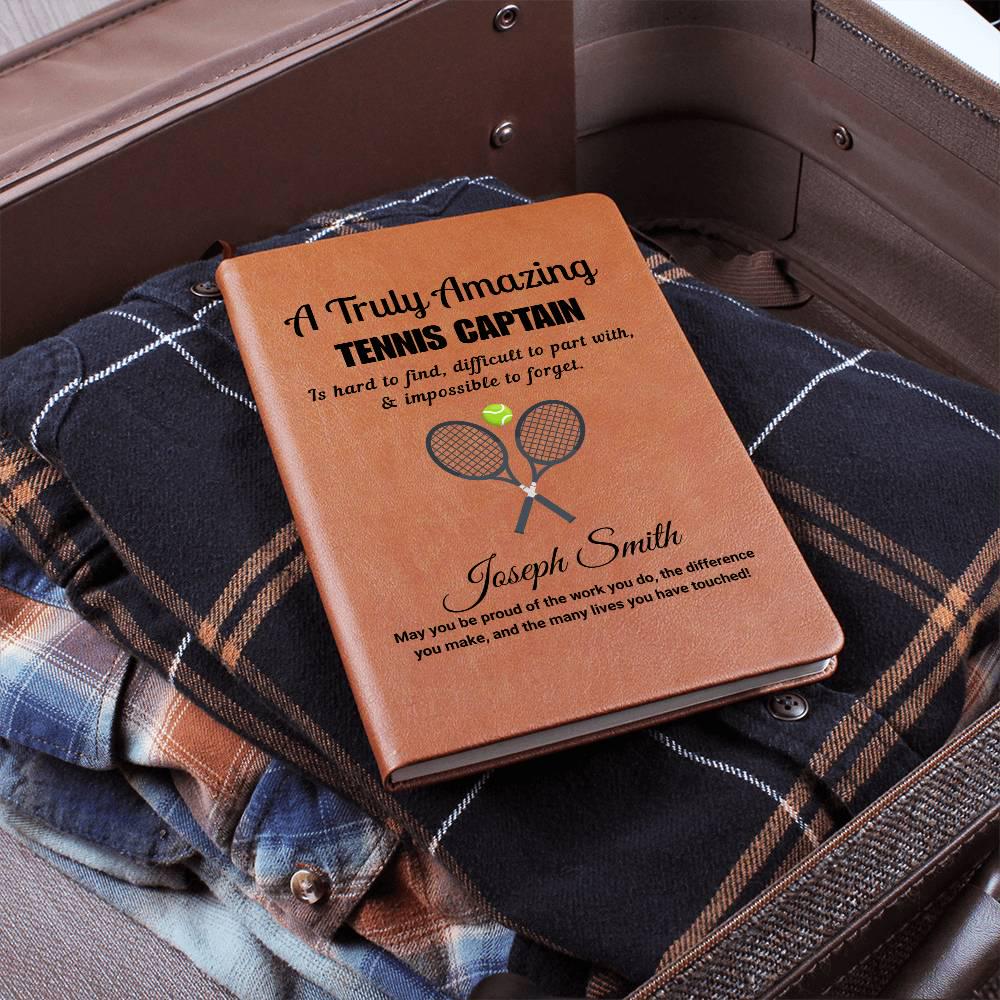 Personalized Tennis Captain Gift Vegan Leather Journal – view 9