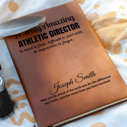 Personalized Athletic Director Appreciation Gift Vegan Leather Journal – view 9