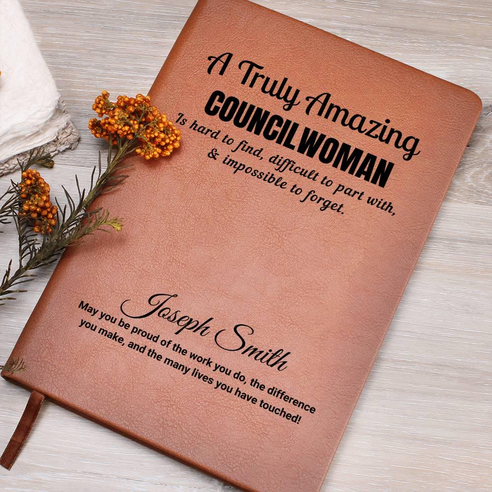 Personalized Councilwoman Gift Vegan Leather Journal