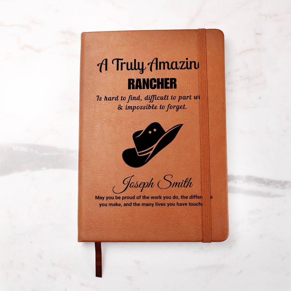 Personalized Rancher Gift Vegan Leather Journal – Gift for Cowboy – view 6