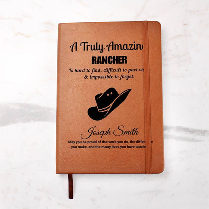 Personalized Rancher Gift Vegan Leather Journal – Gift for Cowboy – view 6