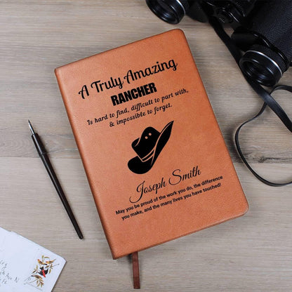 Personalized Rancher Gift Vegan Leather Journal – Gift for Cowboy – view 2