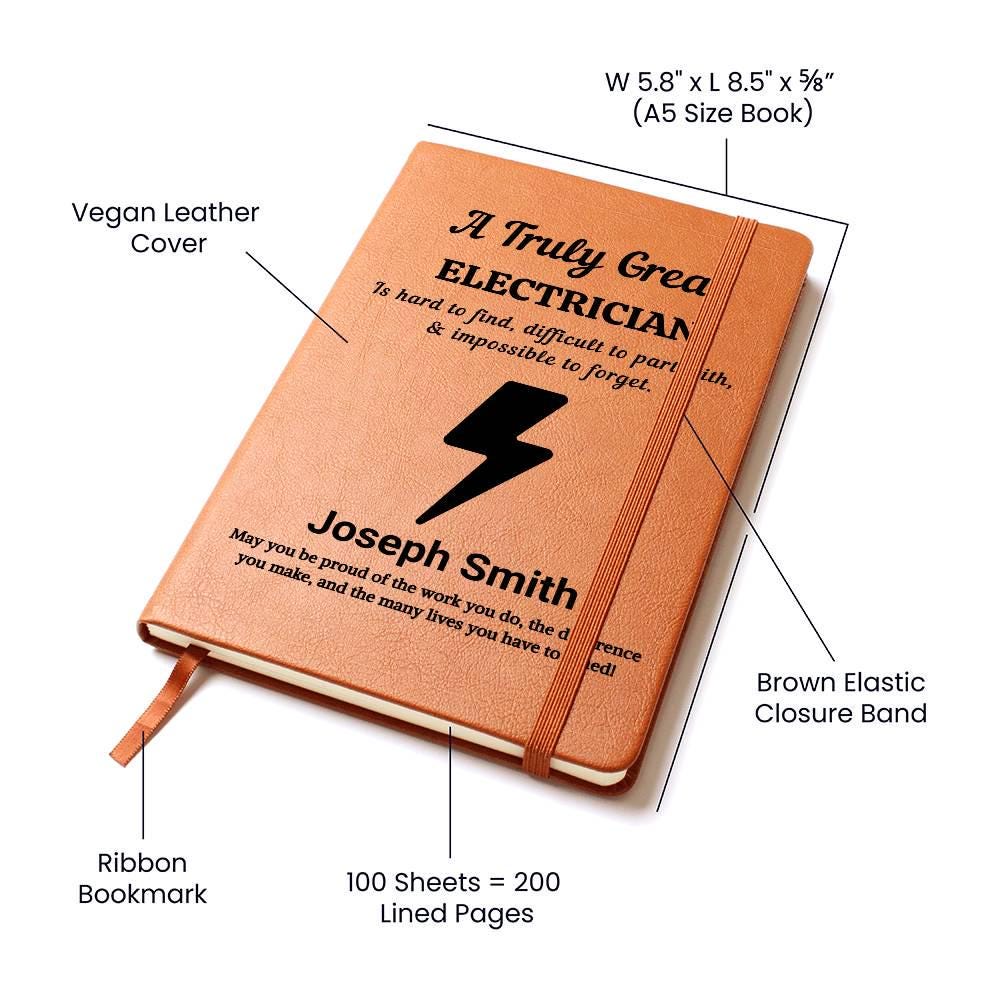 Personalized Electrician Gift Vegan Leather Journal – Engineer – view 2