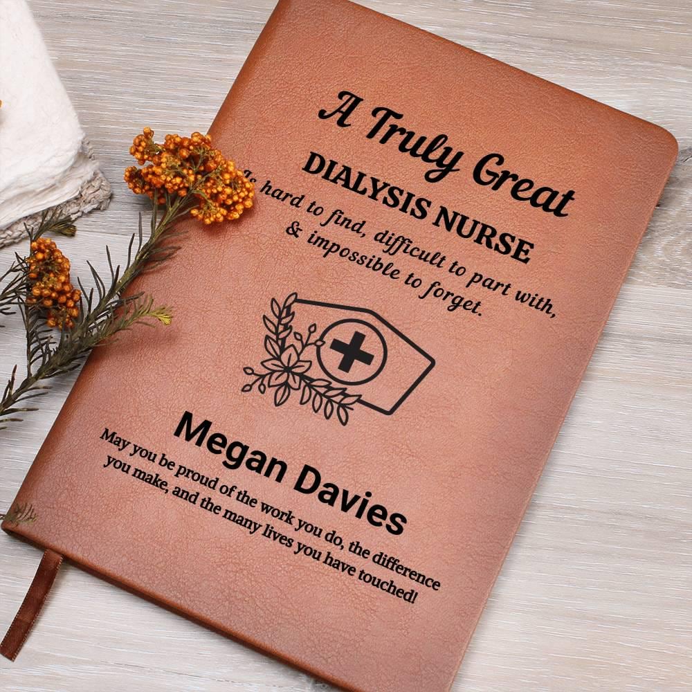 Dialysis Nurse Personalized Vegan Leather Journal – Nurse Birthday