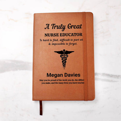Nurse Educator Personalized Gift Vegan Leather Journal– Nursing – view 6