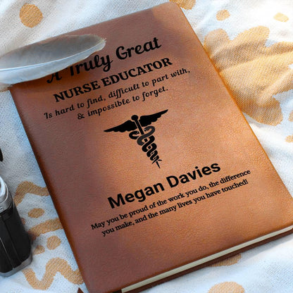 Nurse Educator Personalized Gift Vegan Leather Journal– Nursing – view 2