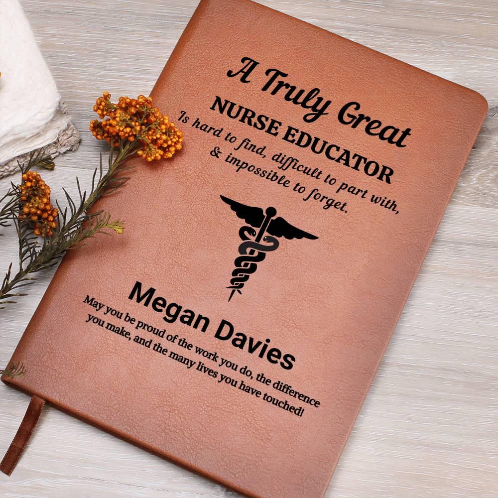 Nurse Educator Personalized Gift Vegan Leather Journal– Nursing