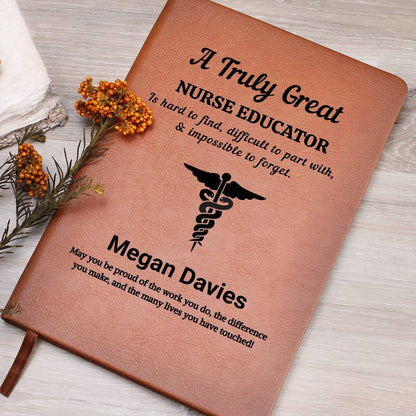 Nurse Educator Personalized Gift Vegan Leather Journal– Nursing