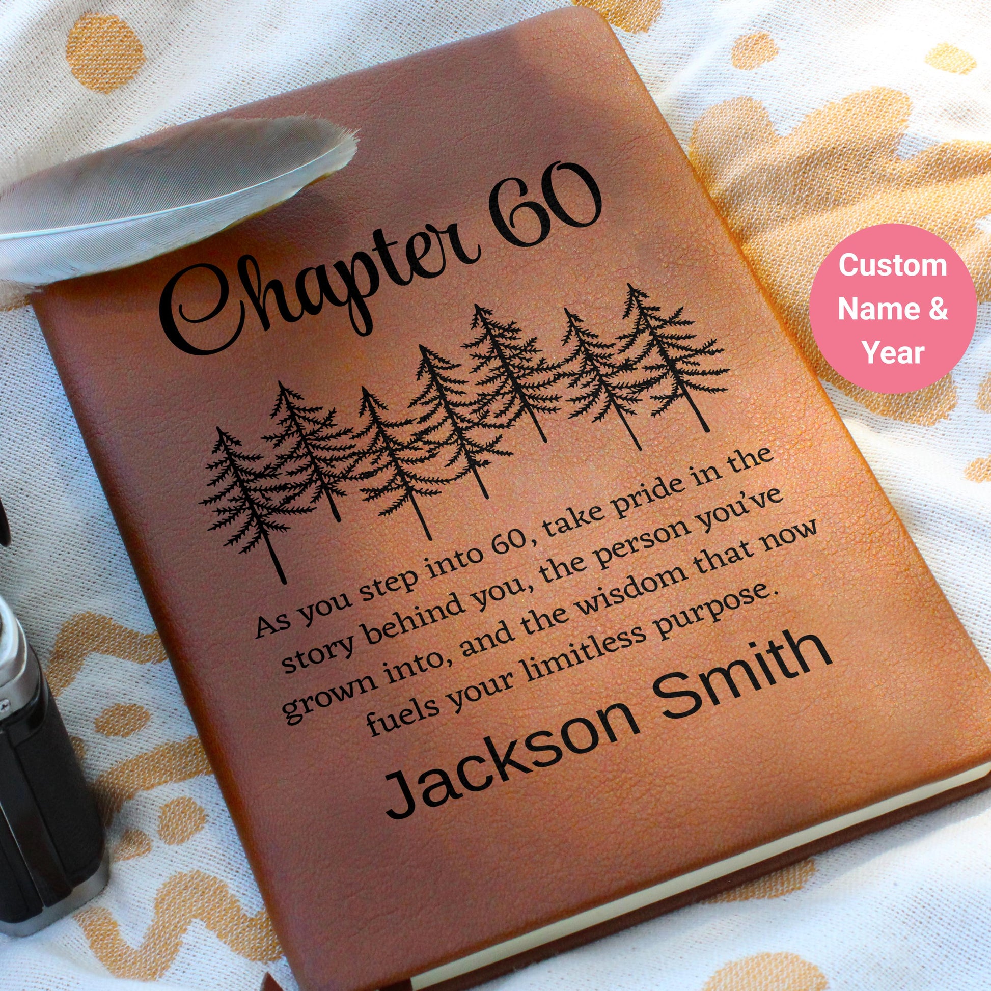 60th Birthday Gift Personalized Leather Journal – Turning Sixty Gift