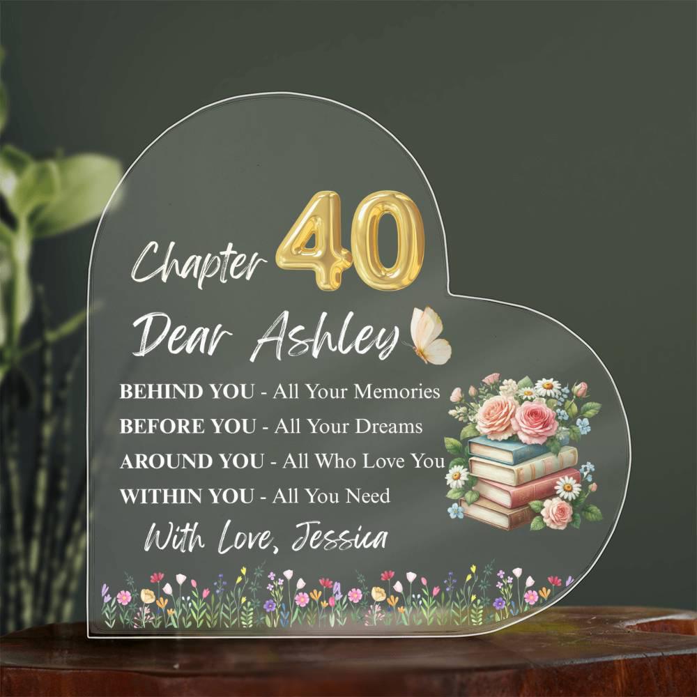 Personalized 40th Birthday Gift Heart Acrylic Plaque – view 8