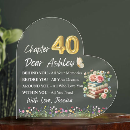 Personalized 40th Birthday Gift Heart Acrylic Plaque – view 8