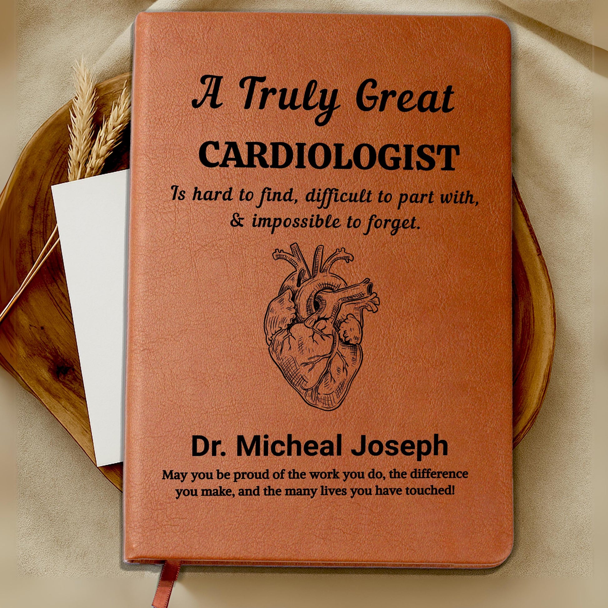 Cardiologist Personalized Vegan Leather Journal – Heart Doctor Gift – view 9