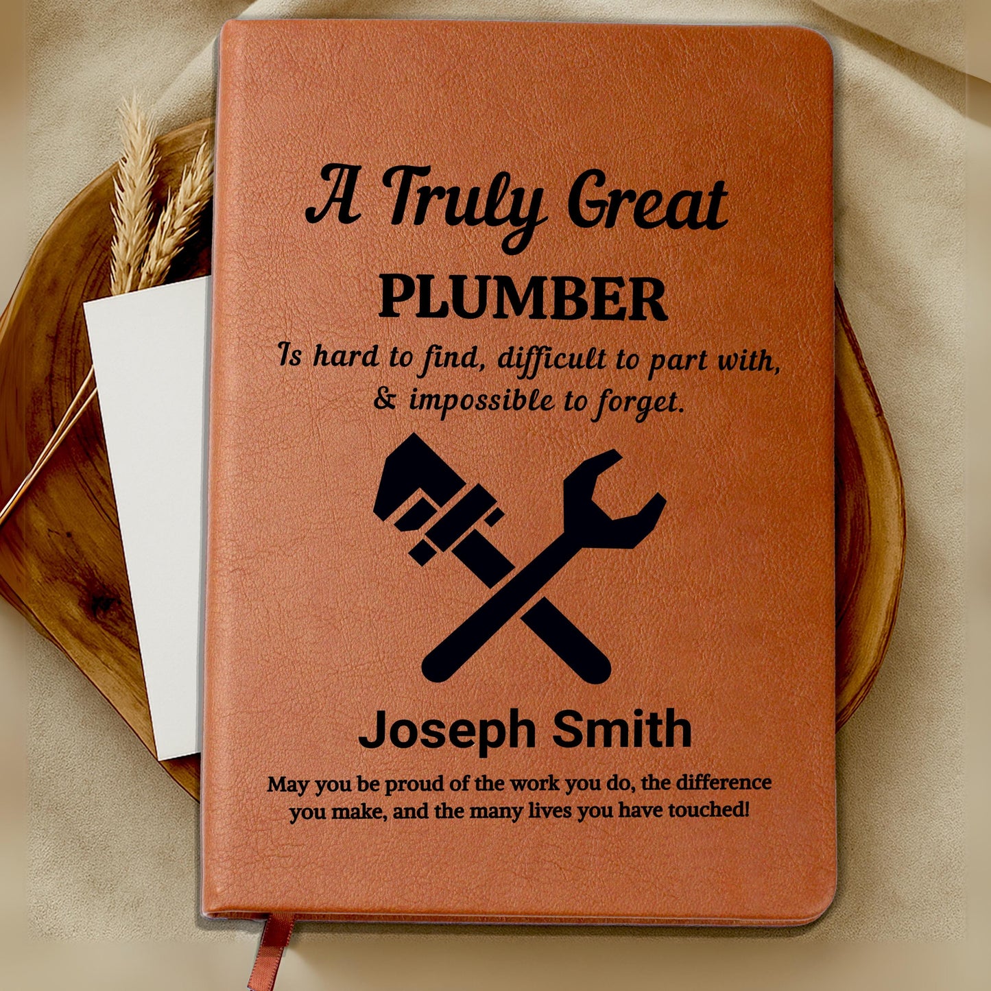 Plumber Gift Personalized Leather Journal – Plumbing gifts Dad – view 10