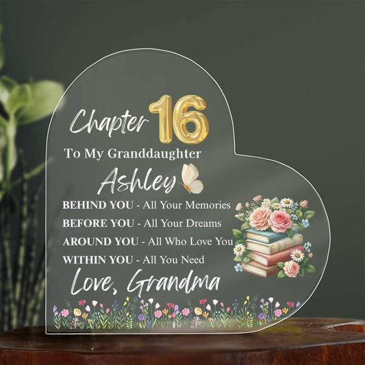 Granddaughter 16th Birthday Gift Personalized Acrylic Plaque