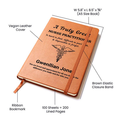 Personalized Nurse Practitioner Gift Leather Journal – NP Graduation – view 3