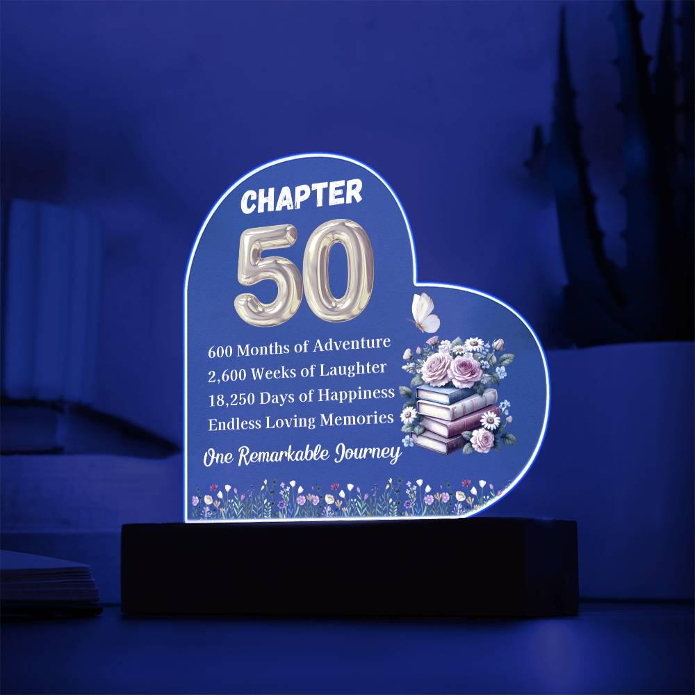 Custom 50th Birthday Gift Heart Acrylic Plaque – Turning Fifty – view 5