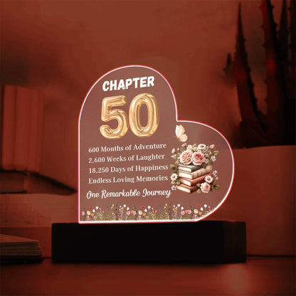 Custom 50th Birthday Gift Heart Acrylic Plaque – Turning Fifty – view 8