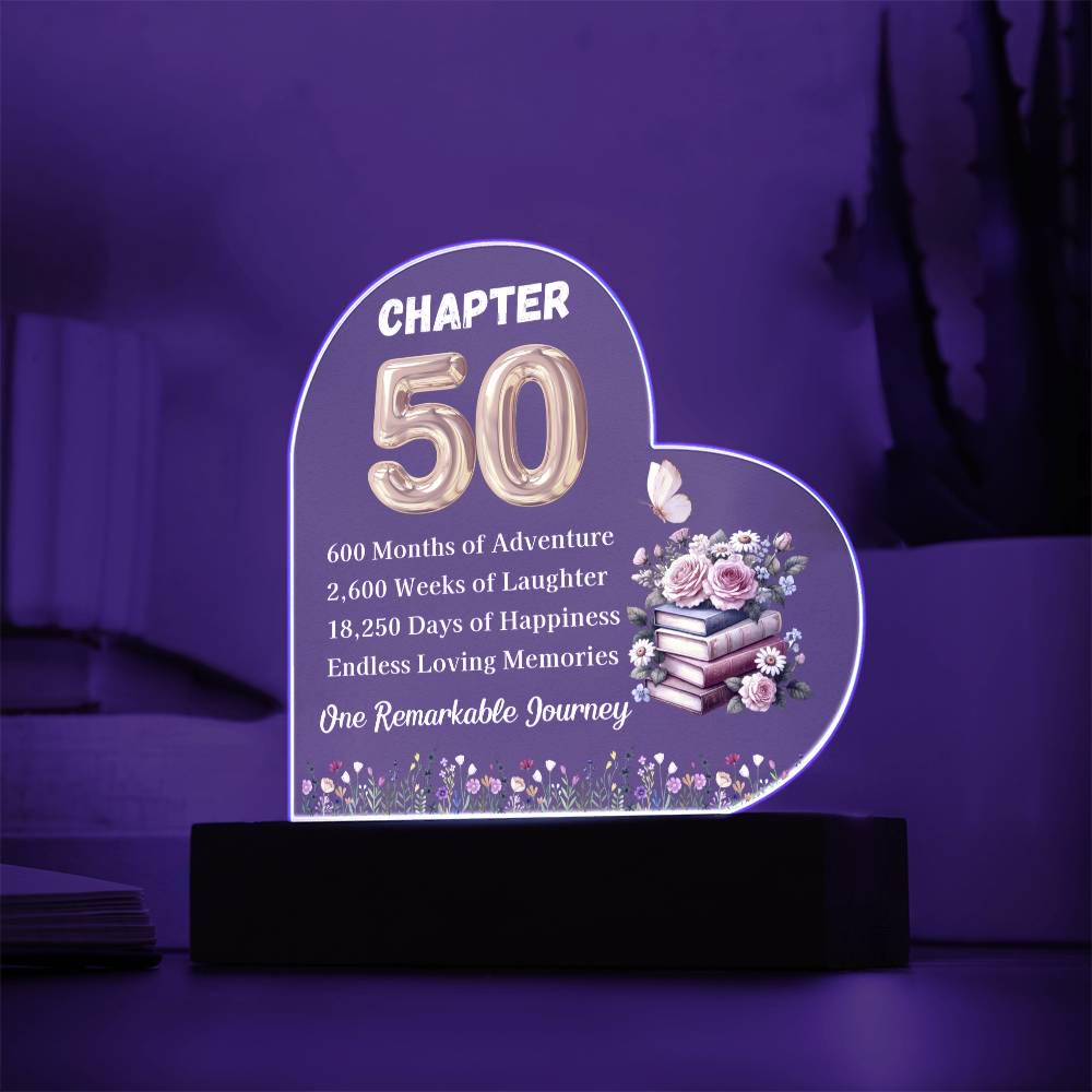 Custom 50th Birthday Gift Heart Acrylic Plaque – Turning Fifty – view 4