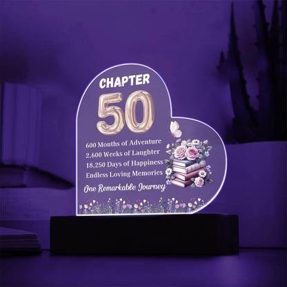 Custom 50th Birthday Gift Heart Acrylic Plaque – Turning Fifty – view 4