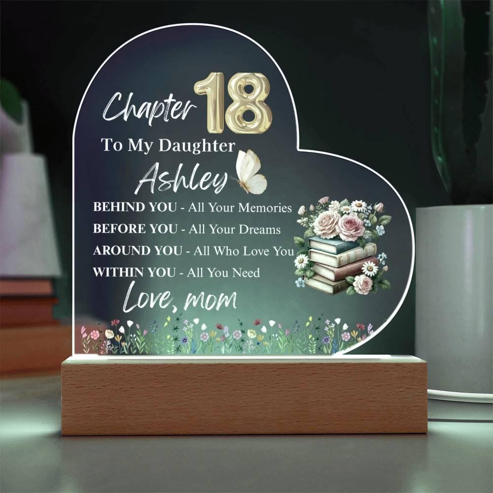 Custom Daughter 18th Birthday Gift Heart Plaque – Mom To Daughter Gift – view 3