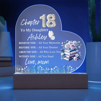 Custom Daughter 18th Birthday Gift Heart Plaque – Mom To Daughter Gift – view 4
