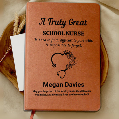 Personalized School Nurse Gift Vegan Leather Journal – Elementary – view 10
