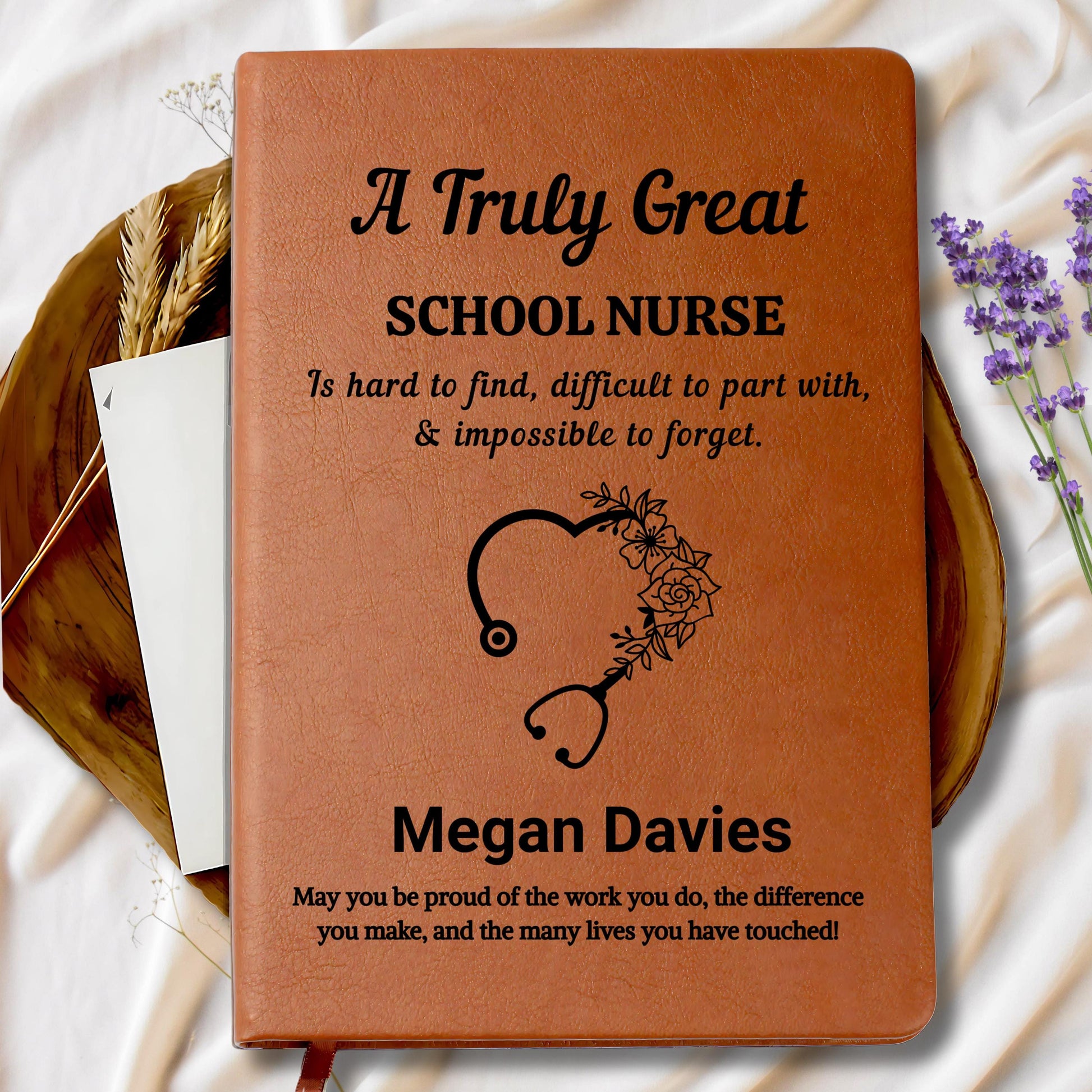 Personalized School Nurse Gift Vegan Leather Journal – Elementary – view 9