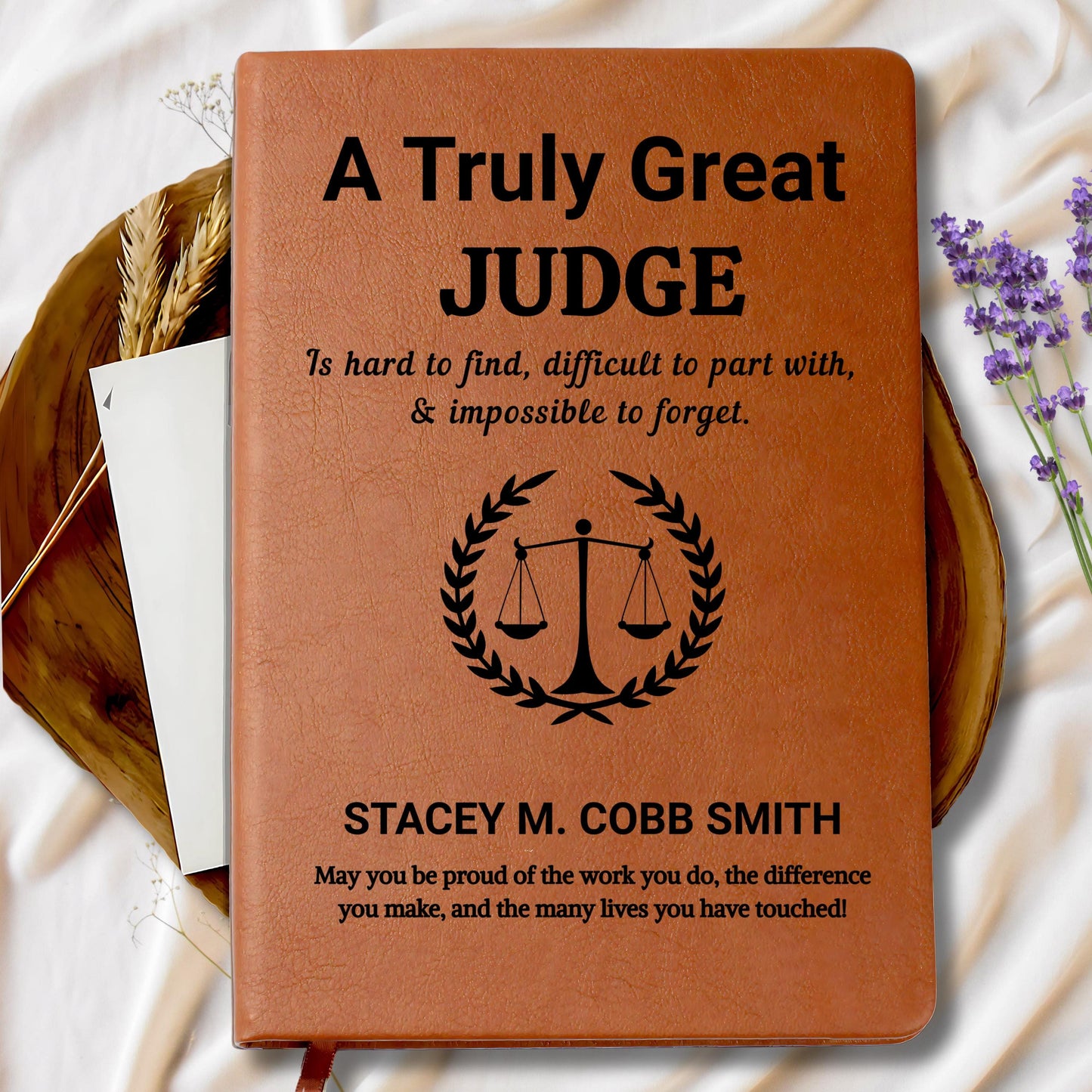 Personalized Judge Gift Leather Journal – Custom Judge Retirement Gift – view 9