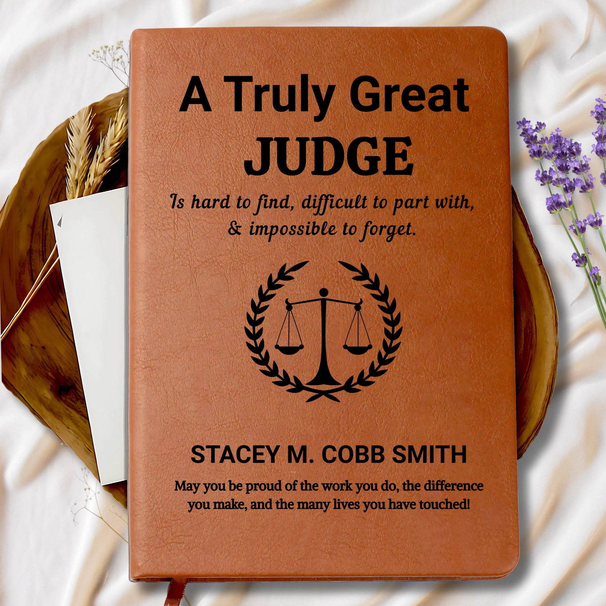 Personalized Judge Gift Leather Journal – Custom Judge Retirement Gift – view 9