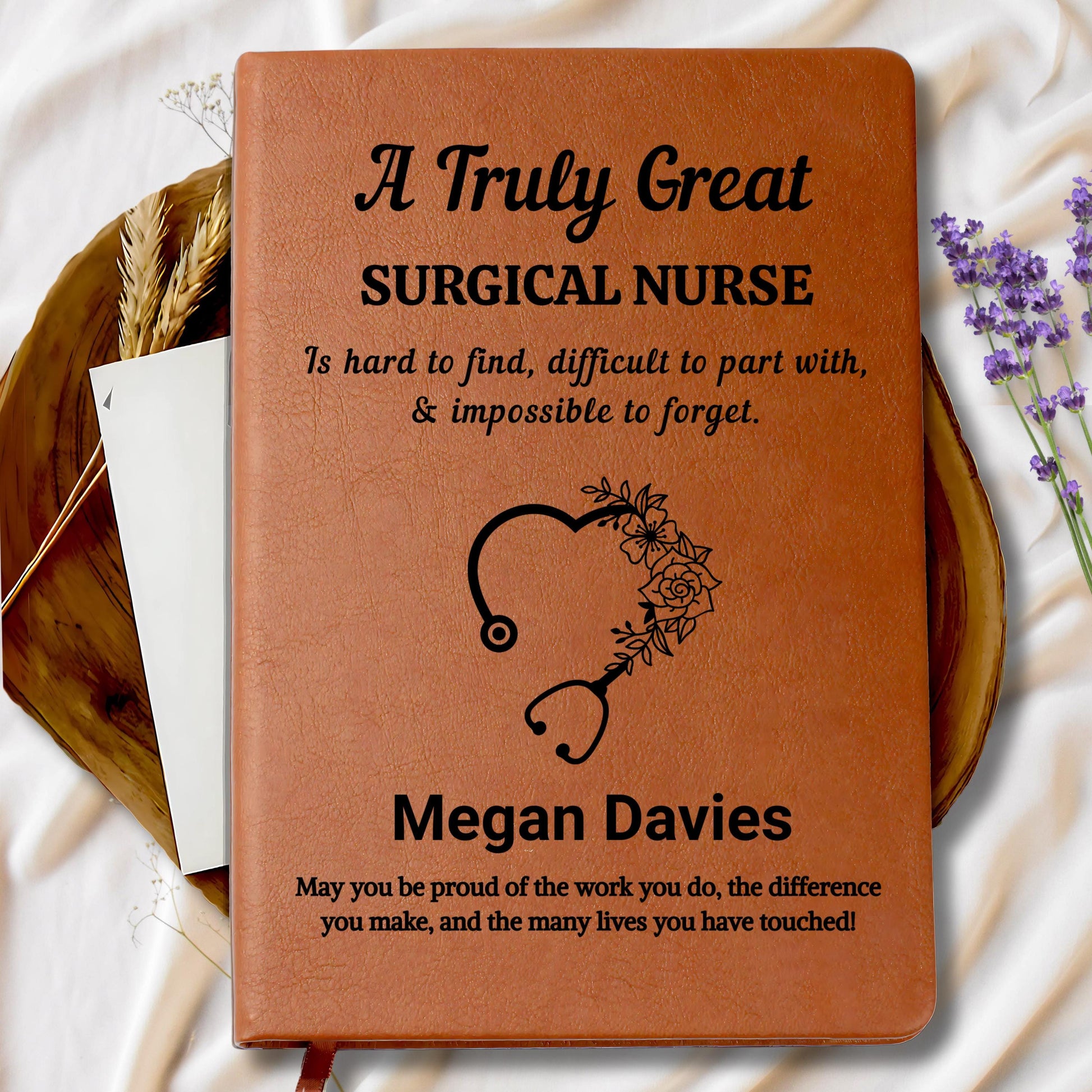 Surgical Nurse Personalized Vegan Leather Journal – Surgical Tech Gift – view 9
