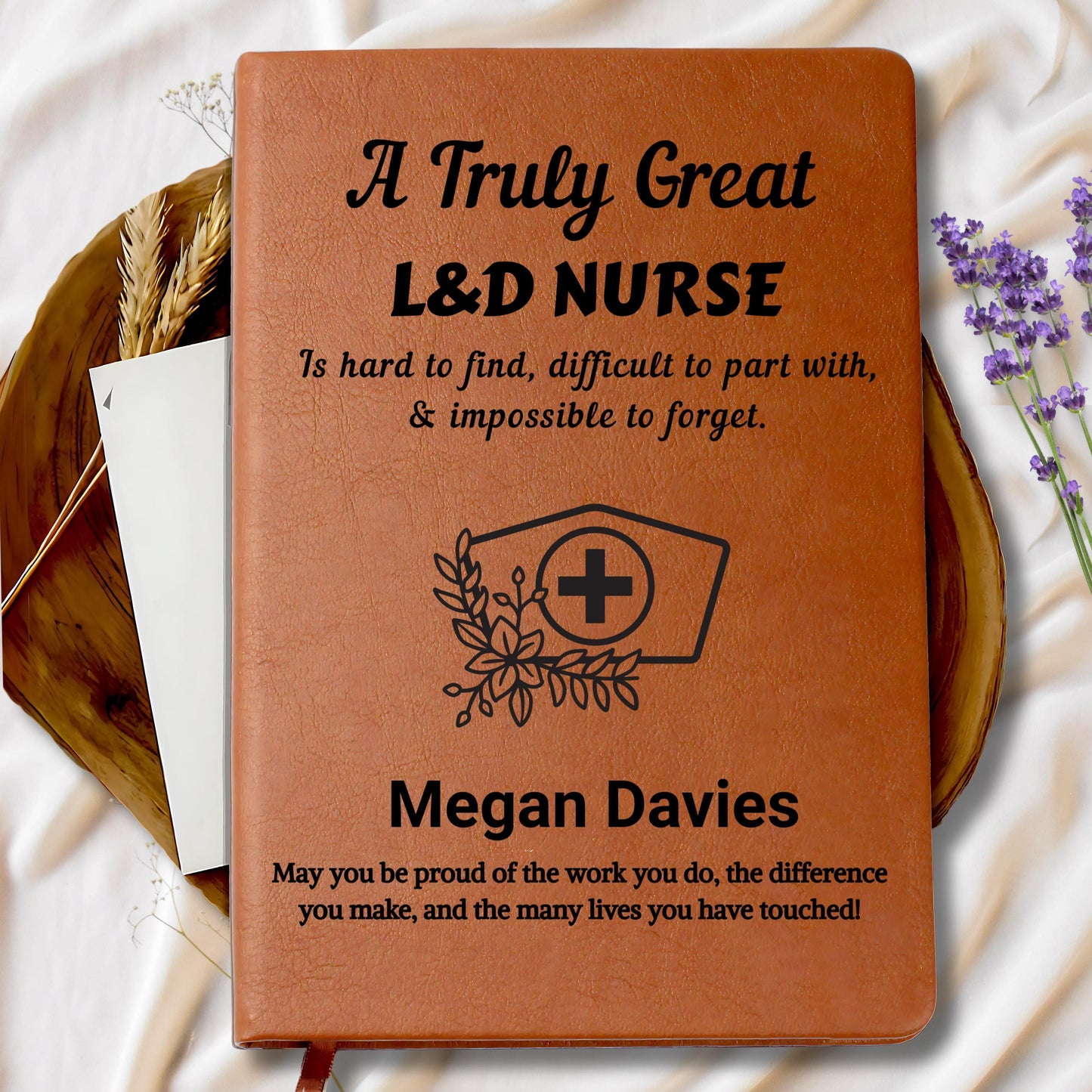 Labor and Delivery Nurse Gift Personalized Vegan Leather Journal – view 9