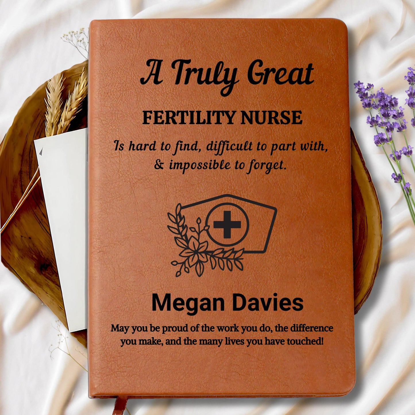Personalized Fertility Nurse Gift – Vegan Leather Journal – OB Nurse – view 9