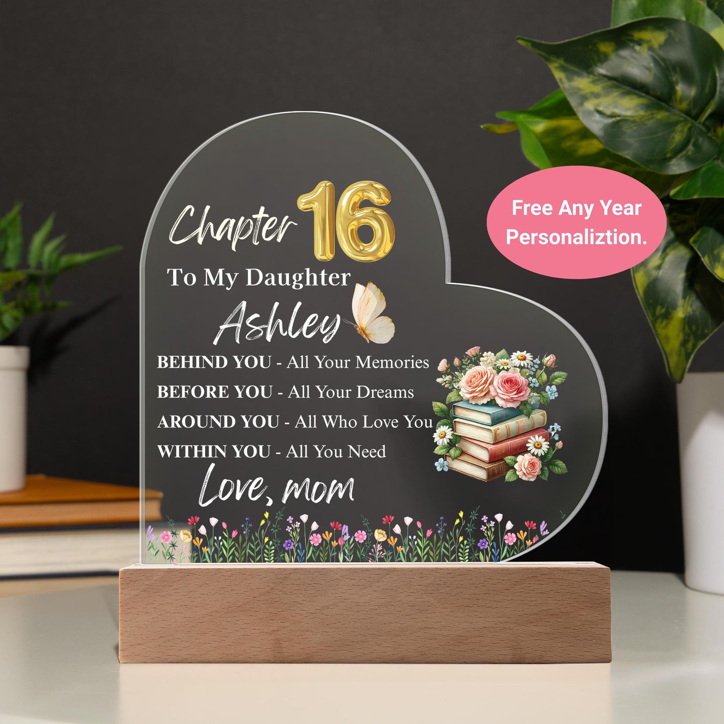 Personalized Sweet 16 Acrylic Plaque: Birthday Gift for Daughter