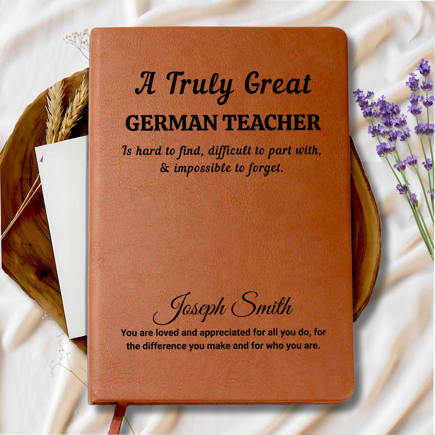 Personalized German Teacher Gift – Custom Vegan Leather Journal – view 8