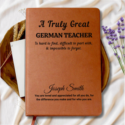 Personalized German Teacher Gift – Custom Vegan Leather Journal – view 8