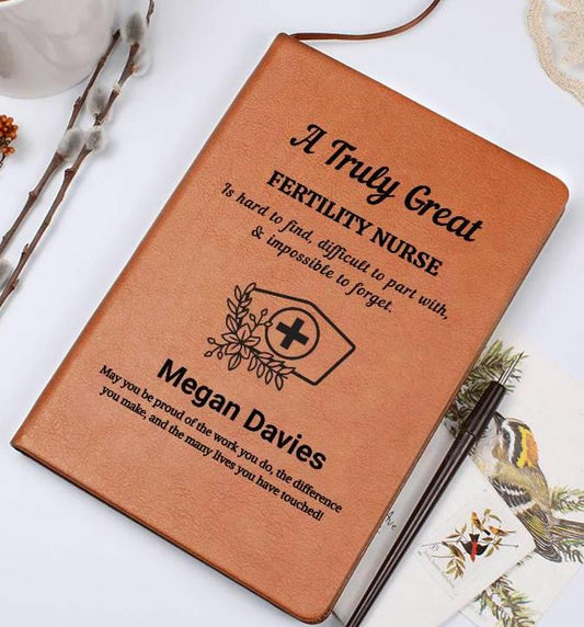 Personalized Fertility Nurse Gift – Vegan Leather Journal – OB Nurse