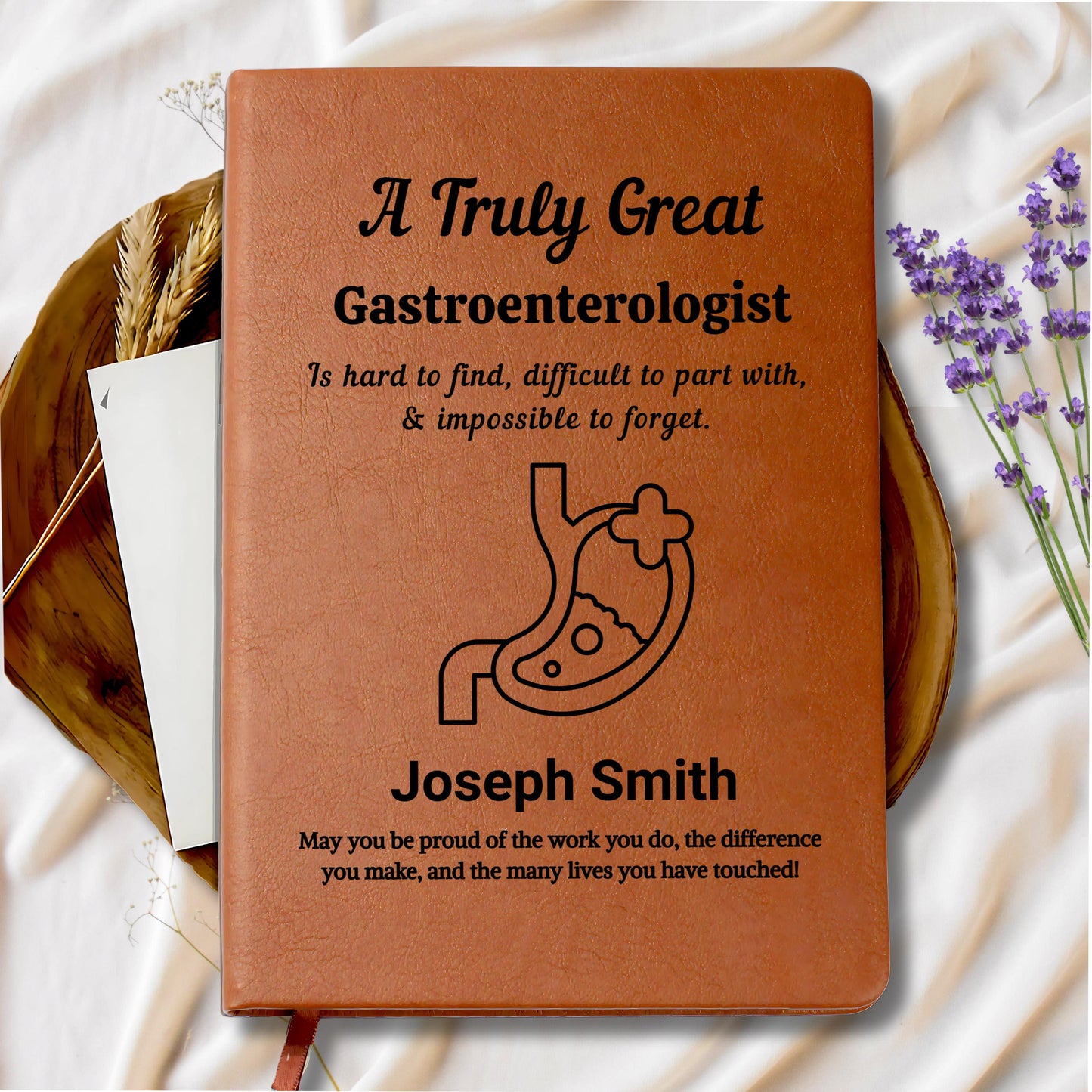Gastroenterologist Personalized Gift Leather Journal – GI Doctor Gift – view 9