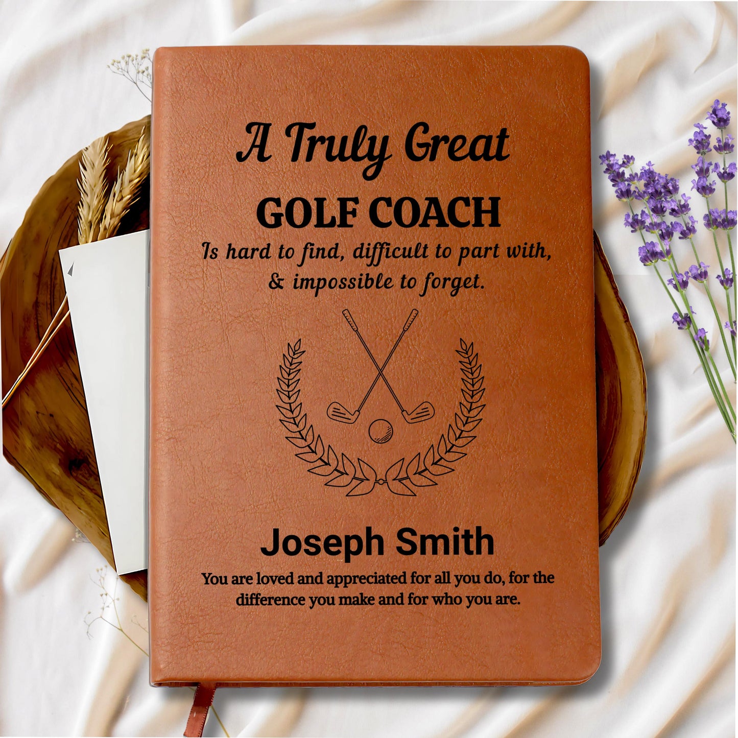 Golf Coach Personalized Leather Journal: Custom Golf Coach – view 9