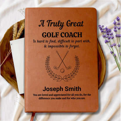 Golf Coach Personalized Leather Journal: Custom Golf Coach – view 9