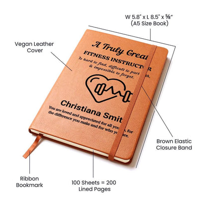 Fitness Instructor Personalized Leather Journal – Fitness Coach Gift – view 4