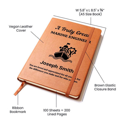 Marine Engineer Personalized Leather Journal – Birthday Gift – view 3