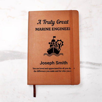 Marine Engineer Personalized Leather Journal – Birthday Gift – view 9