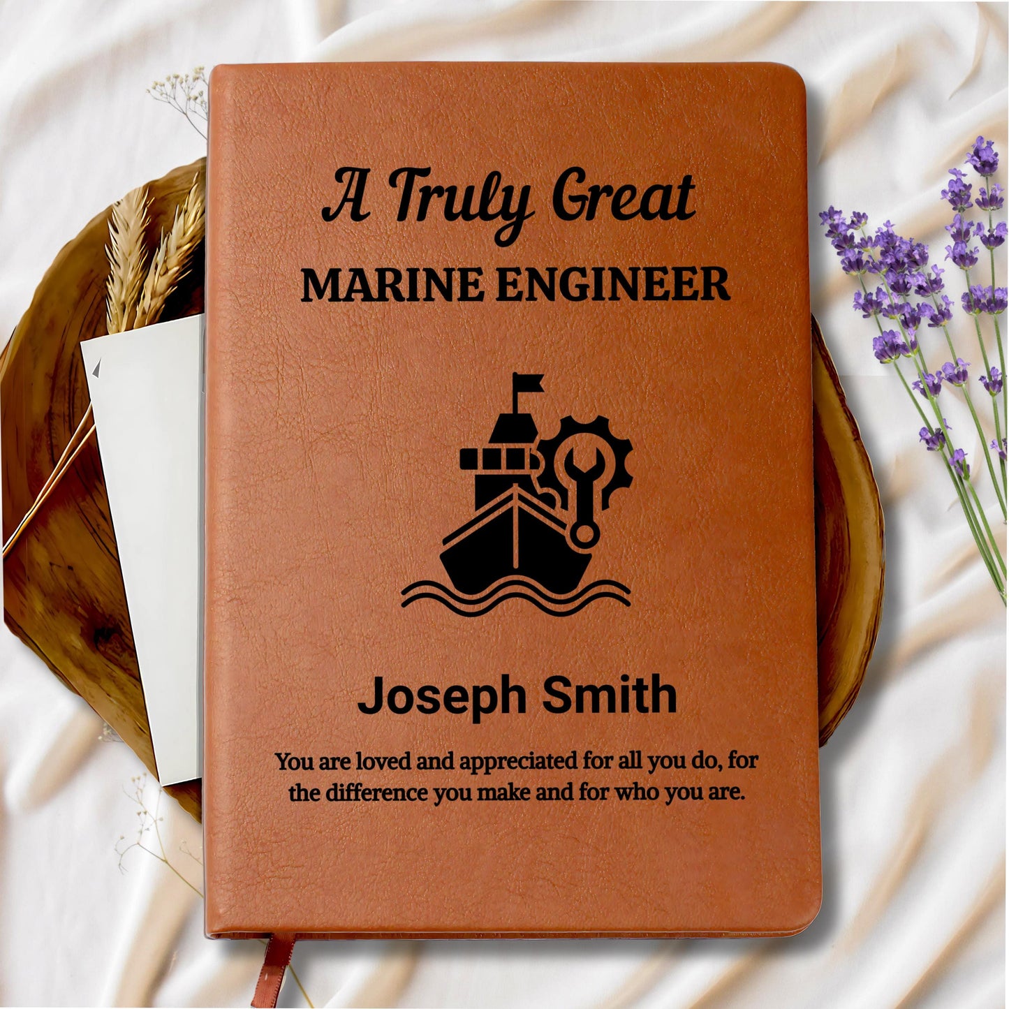 Marine Engineer Personalized Leather Journal – Birthday Gift – view 8