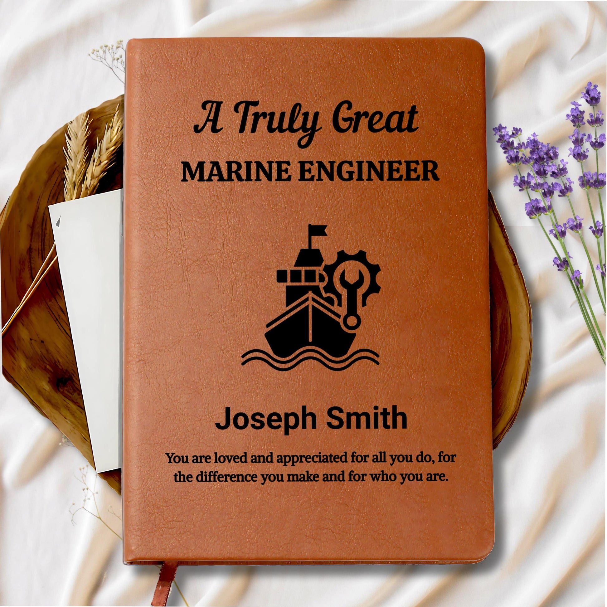 Marine Engineer Personalized Leather Journal – Birthday Gift – view 8