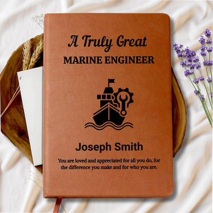Marine Engineer Personalized Leather Journal – Birthday Gift – view 8