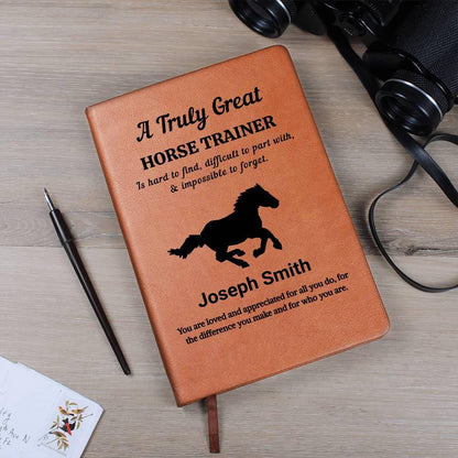 Horse Trainer Personalized Leather Journal – Horse Riding Instructor – view 4