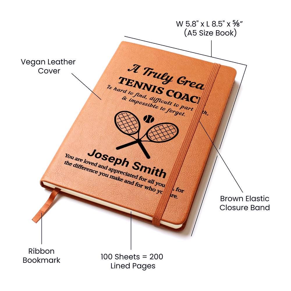 Tennis Coach Personalized Leather Journal – Gift from Tennis Team – view 3
