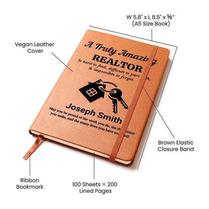 Realtor Personalized Leather Journal – Real Estate Agent Gift – view 3