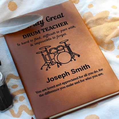 Drum Teacher Personalized Leather Journal – Christmas – view 6