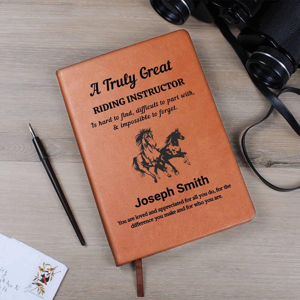 Riding Instructor Personalized Leather Journal – Equestrian Coach Gift – view 8